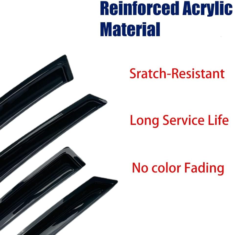 94428 Side Window Wind Vent Deflector,4pcs Outside Mount Style Nice Sun Rain Guards Set,Dark Smoke Tint Window Visor fit for 2002-2007 Jeep Liberty