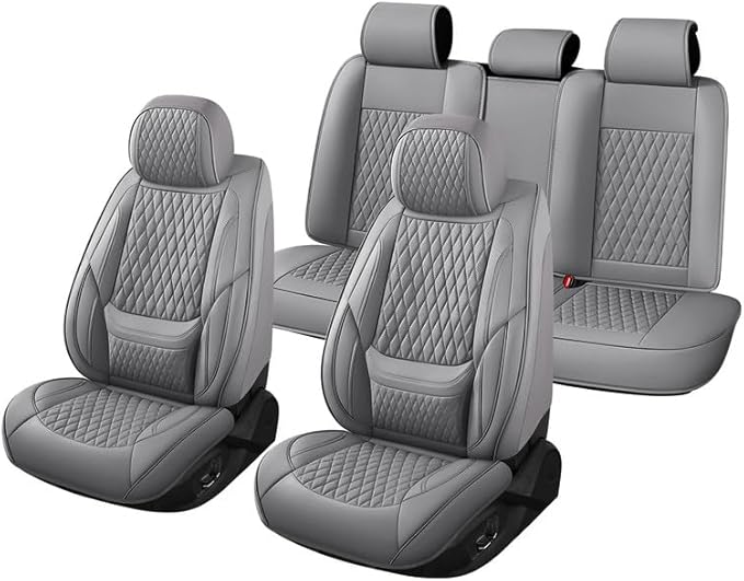 Car Seat Covers Full Set Custom Fit for Buick Regal 2009-2020 - Premium Faux Leather with Lumbar Support | Breathable, Waterproof, Anti-Slip, Durable (Gray,Full Set)