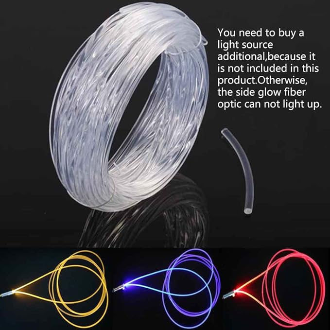 10ft Super bright MMA Plastic Optic Fiber Side Glow for LED Light Source Soft optical fiber light guide strip Plastic optical fiber transparent light guide material (diameter 0.40in)