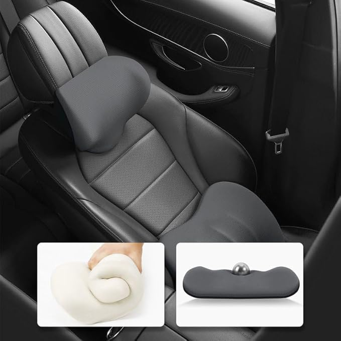 Car Memory Foam Pillow for Honda Civic Coupe/Sedan 2016 2017 2018 2019 2020 2021,Neck and Back Support Car Seat Kit Long Drive Essential Neck Pillow Lumbar Support Cushion,Pink