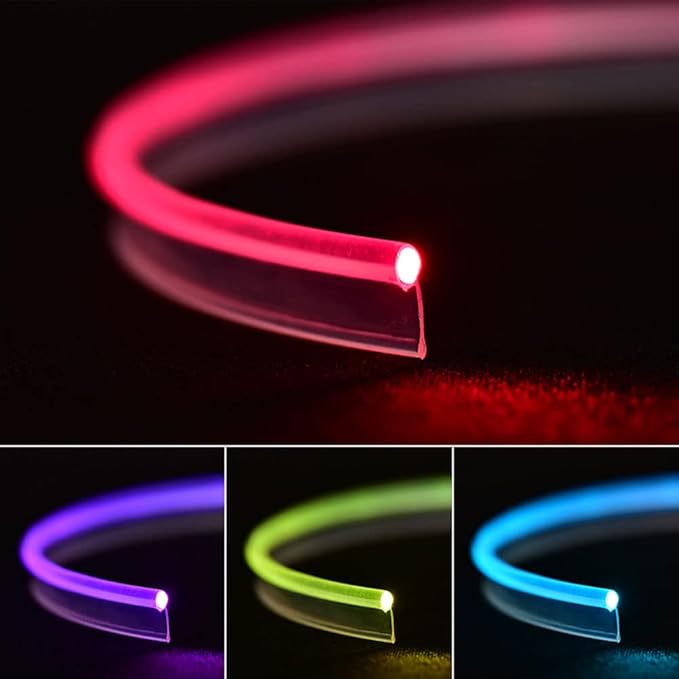 Super Bright MMA Plastic Optic Fiber Side Glow Unibody Band Edge Cable Car LED Illumination Optic Fiber Band Car Interior Atmosphere Lights (164ft)