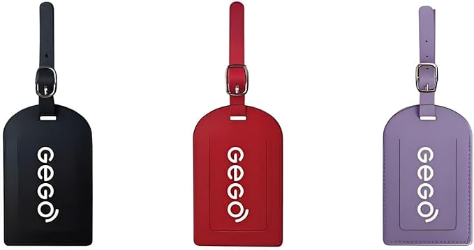 GEGO Premium Travel Kit, Sleep Mask 3D Contoured Eye with Soft Memory Foam, Luggage Tag Waterproof Resistant and Strap with Lock for Luggage TSA Approved (Sleep Mask Purple/Luggage Tag Red)