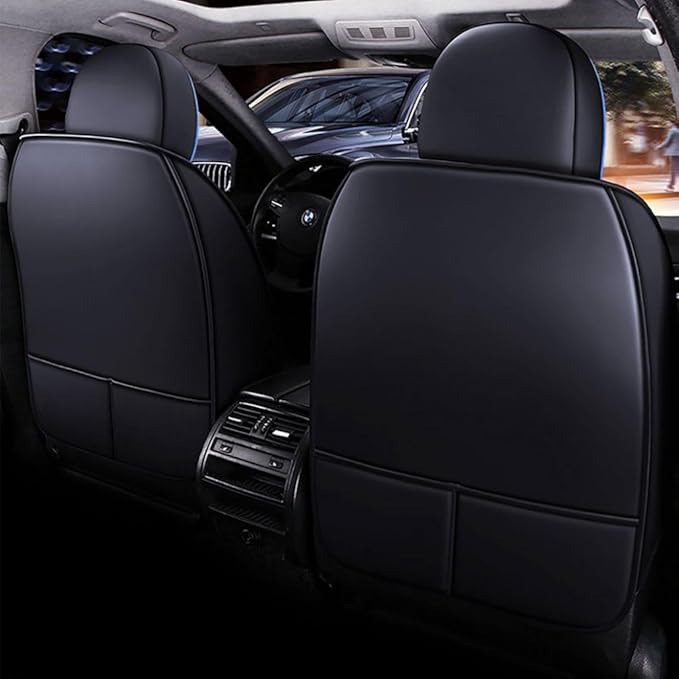 for Chevy Equinox Seat Covers 2005-2026, Full Coverage Customized Car Seat Covers, Premium Leather Waterproof Stain-Resistant Easy to Install (Luxury 5 Seats, Black&Blue)