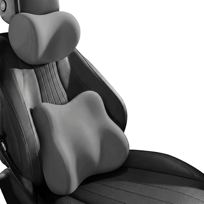 Car Headrest Pillow & Lumbar for Audi A3 Sportback (8V) 2012-2024, Car Seat Neck Pillow Back Support, Breathable All-Season Automotive Seat Cushions, 2PCS,B Gray