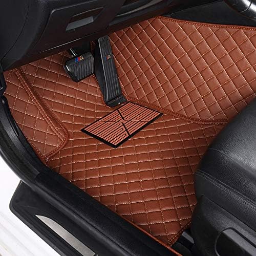 Custom Floor Mats for Cars fit 95% Sedan SUV Sports Car Full Coverage All Weather Men Women Pads Protection Non-Slip Leather Floor Liners (Black and White Stitching)