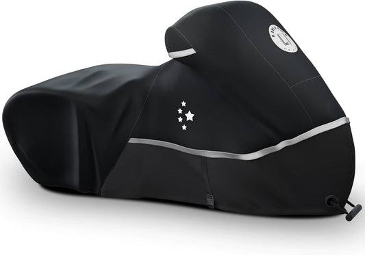 Motorcycle Cover 420D Heavy Duty All Season Universal Weather Waterproof Outdoor Protection 86" XL Vehicle Cover/Black