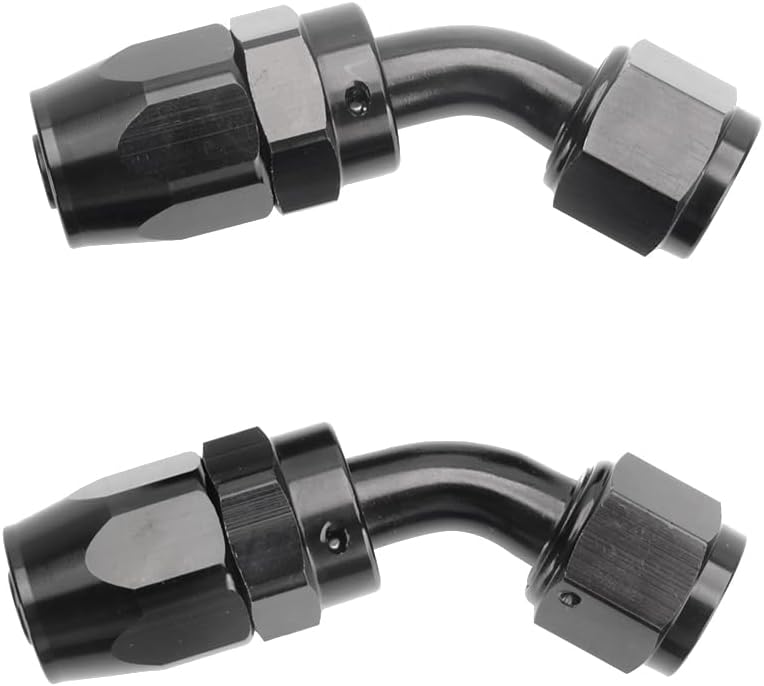 LokoCar 8AN Hose End Fitting 45 Degree Swivel For CPE Braided Hose Black 2Pcs