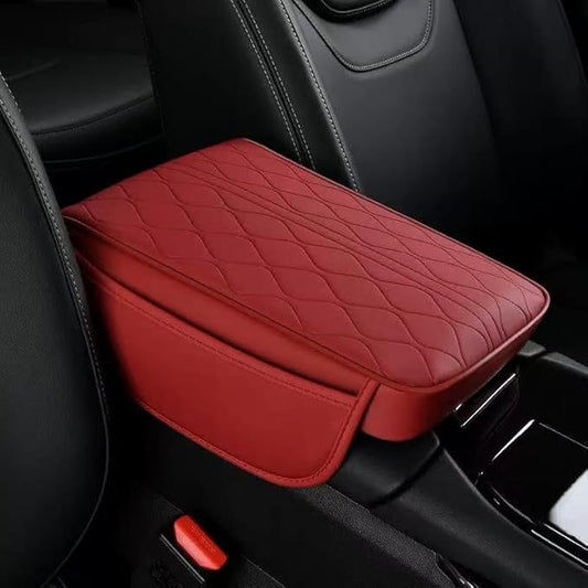 1 Pack Car Center Console Cover Custom Fit for Toyota Grand Highlander Hybrid 2024-2025, Leather Memory Foam Armrest Cushion Protector, Anti-Scratch Durable Armrest Pad,Red