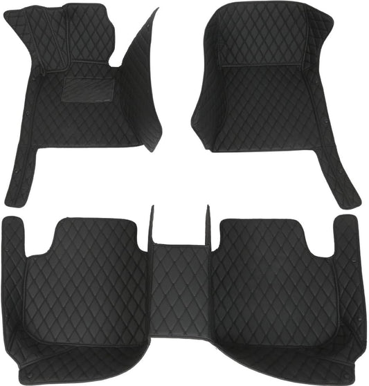 Customized Personalized car Floor mats, All-Weather Luxury car Floor mats, Waterproof and Anti Slip Leather car Floor mat Lining, 95% Customized car, Truck, and SUV Floor mats (Black)