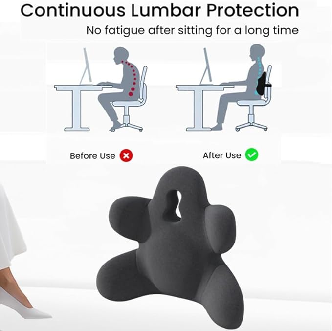 Lumbar Support Pillow for Office Chair, Back Pillow Lumbar Support for Car, Chair, Sofa - Improve Lower Back Pain Relief & Sitting Posture, Memory Foam Back Cushion for Long Sitting (Orange)
