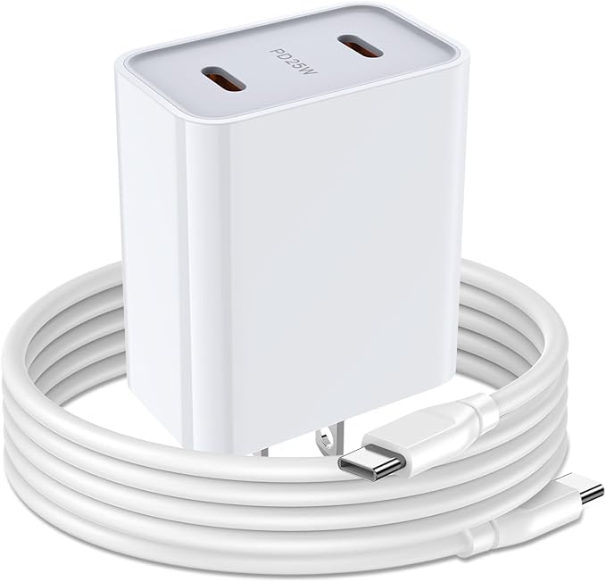 Samsung Charger Fast Charging Cord Android Charger for Samsung Galaxy A17 A16 A15 5G A35 A55 S26 S24 Ultra A25 S23 S22 Google Pixel 8, 25W 2 Port USB C Phone Wall Plug Block, 6FT 60W Type C to C Cable
