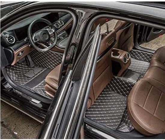 Custom Car Floor Mat Compatible with 97% Car Models Luxury Leather All Weather Waterproof Anti-Skid Full Coverage Car Mats (Purple with Black)