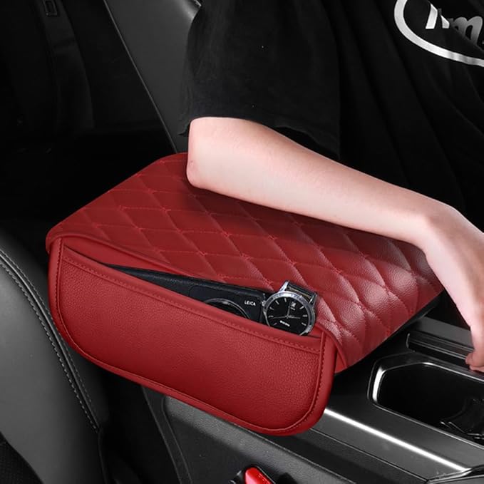 Universal Car Armrest Pad for Mini Countryman R60 F60 One/S/Cooper/JCW 2010-2024 Leather Armrest Box Center Console Cover Pad Waterproof Arm Rest Protector Decor Accessories,Grey01, normal