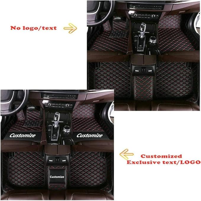 Custom Making Car Floor Mats Protection Pads for 99% Sedan/Coupe/Hatchback/SUV/Pickup Men Women Car Floor Mats Coverage Pads Anti-Slip Leather Floor Lining (Black Golden)