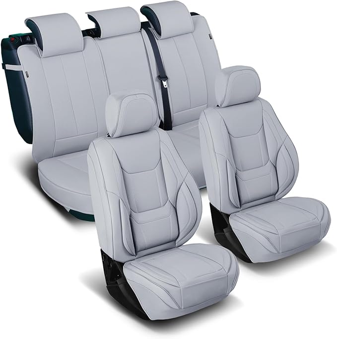 Coverland Custom Fit Car Seat Covers for Car Compatible with [Cadillac DTS, Oldsmobile Cutlass] Premium Water Resistant Leather Non-Slip Interior Protector [Full Set Gray - Size Chart X78]