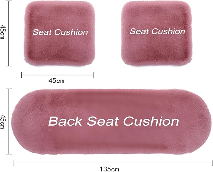 Plush Car Seat Cushion, Soft Warm Fuzzy Faux Rabbit Fur Fluffy Plush Auto Seat Cover Vehicle Car Front and Back Seat Protector Pad with Non-Slip Backing Cushion Interior Universal Fit (Purple1,3PCS)