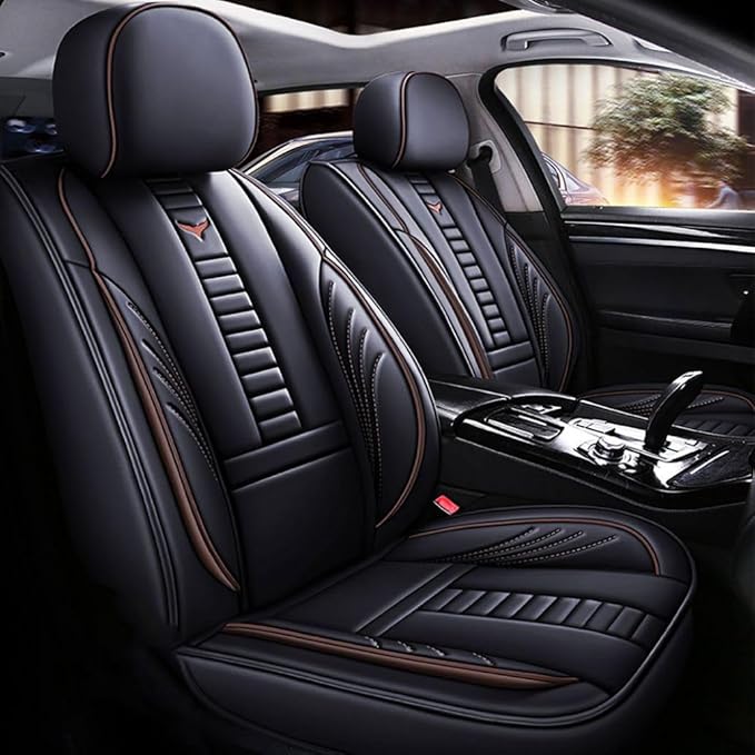 for Toyota CHR Seat Covers 2018-2026, Full Coverage Customized Car Seat Covers, Premium Leather Waterproof Stain-Resistant Easy to Install (Standard 5 Seats, Black&Coffee)