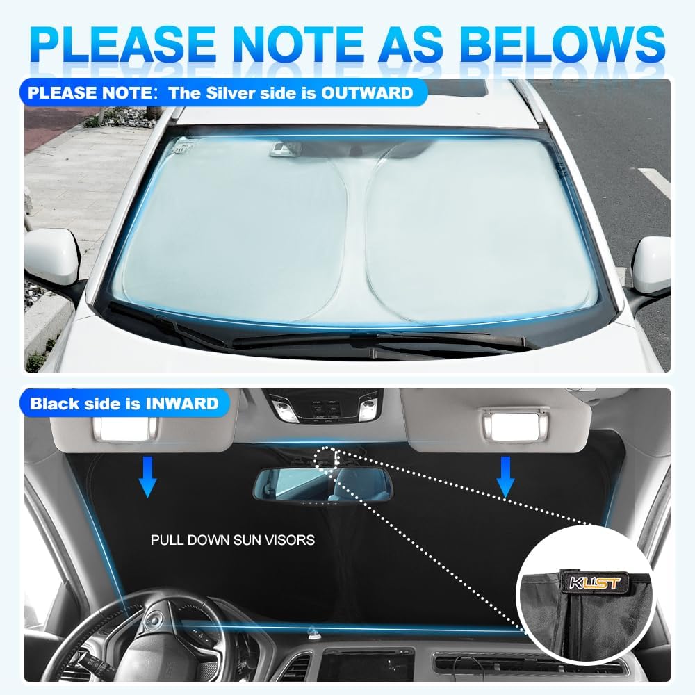 KUST Windshield Sun Shade for 2017-2024 Chevrolet Bolt EV Hatchback Accessories (NOT for Chevy Bolt EUV) Window Sunshade Sun Visor Protector Foldable Blocks UV Rays Keep Your Car Cooler