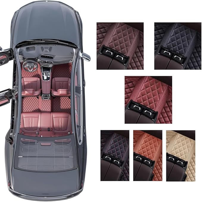 Custom Personalized Floor Mats for Cars，Luxury Full Coverage All Weather Car Floor Mats，Anti-Slip Leather Car Mat Set ，Custom Floor Mats for 99% of Cars, Trucks & SUVs (All Black)