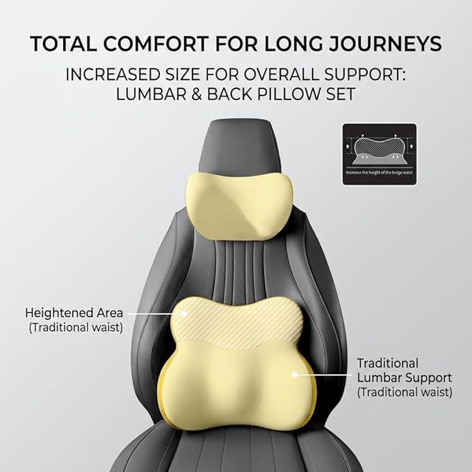 Car Headrest Pillow & Lumbar for BMW 2er Reihe 216d F45 218d F45 218i F45 220d F45 225i F45 220i F45 225xe, Car Seat Neck Pillow Back Support, Breathable All-Season Automotive Seat Cushions, 2PCS