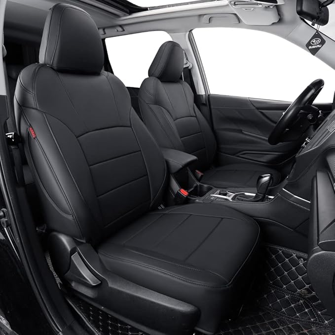 coverdream Forester Car Seat Covers Custom Fit for 2009-2013 Subaru Forester Seat Covers,Rear Seat W/Cup Holder,Full Coverage Waterproof Leather Seat Protector(Full Set,Black)