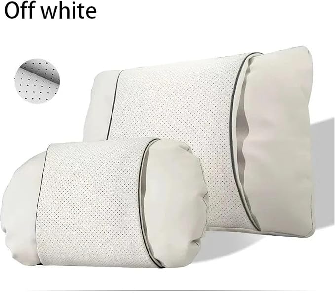 1/2PCS PU Leather Car Neck Pillow & Lumbar Support Cushion, Breathable Universal Seat Headrest Waist Pad, Soft Support Cushion for Daily Driving and Travel(F Style headrest)