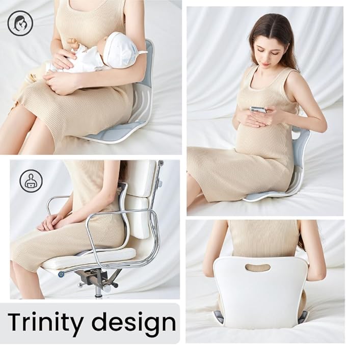 Ergonomic Lumbar Support Cushion, Silver,44.5mm x 410mm x 340mm, Standard Size, for Shoulder and Back Posture, 110-265 lbs Capacity
