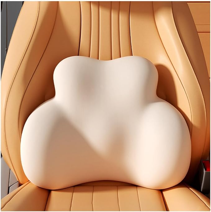 Car Lumbar Support Pillow for Mercedes-Benz C118 CLA-Class 2019-2022 2023 2024 2025 2026 Memory Foam Back Support Cushion Breathable Car Seat Lumbar Pad Accessories,Beige