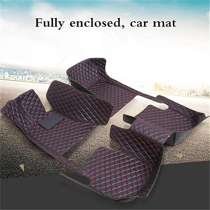 Custom Car Mats All Weather Fit Automotive Floor Mats PU Leather Protector Mat for Most Sedan, SUV, Truck Floor Mats (Black Beige)