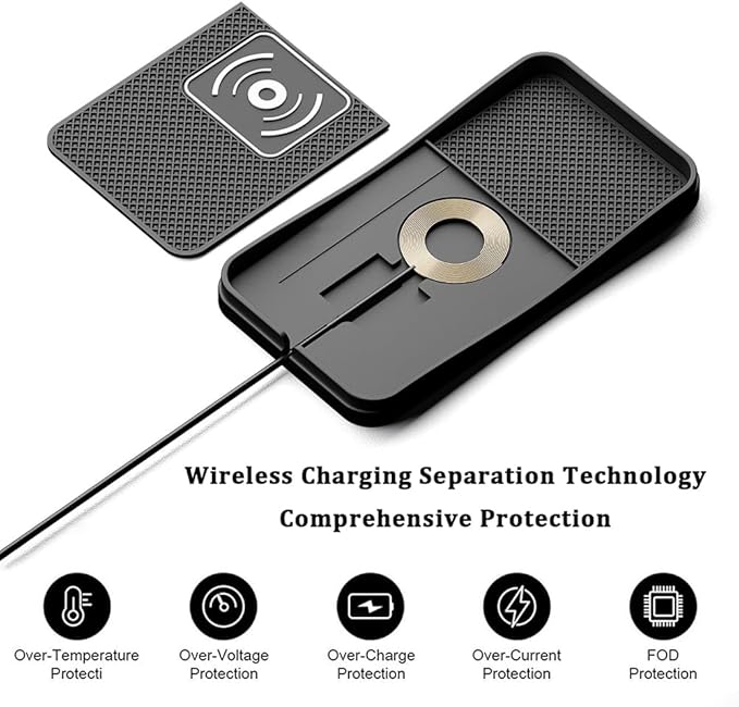 Car Wireless Charger Pad for Chevrolet Malibu 2000-2025, Type-C/USB 20W Fast Wireless Car Charger Pad Non-Slip Cordless Charging Mat,B-30cm Cable USB Plug