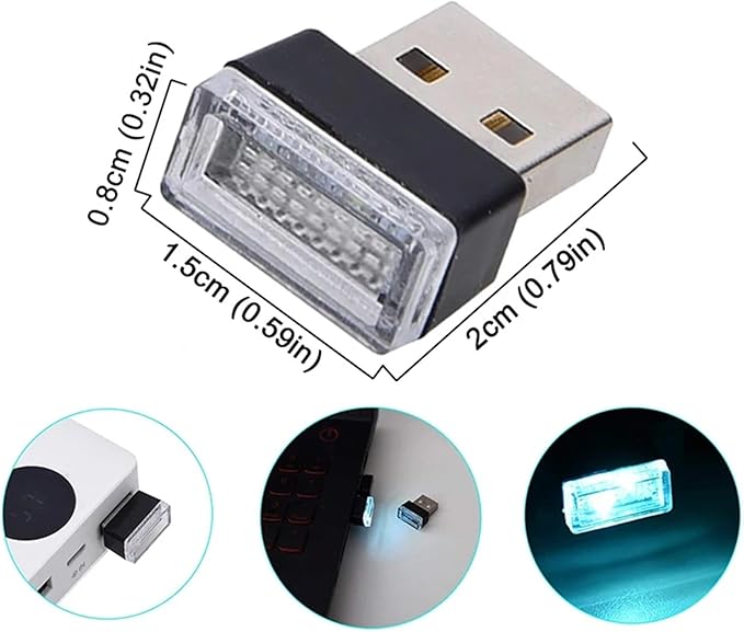 1/4/10 PCS USB LED Light Car Interior Styling Atmosphere Decorative Lamps Mini Universal Portable Ambient Lighting Kit Red Bule(4 PCS_Red)