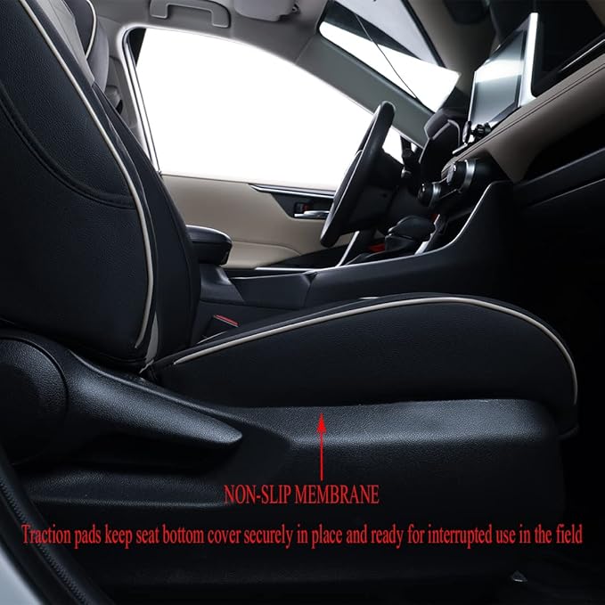 EKR Rav4 Seat Covers Custom Fit for Toyota RAV4 Adventure,TRD-Off Road 2019 2020 2021 2022 2023 2024, Leather Car Seat Cover Full Set for SUV,Faux Leather(Black/Gray)