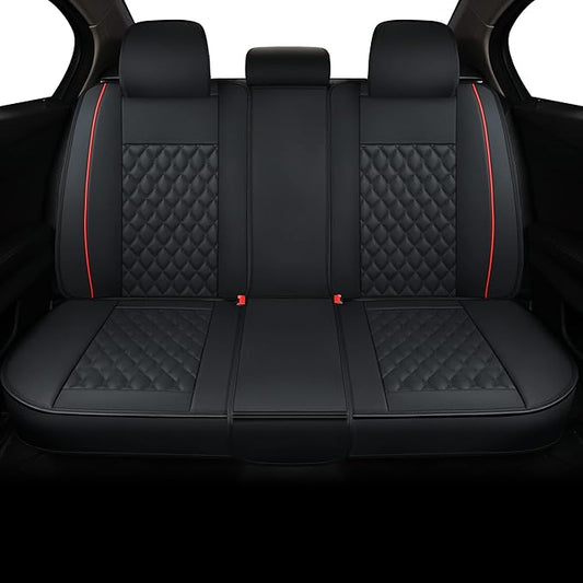 Leatherette Car Back Seat Covers, Universal Fit for Most Cars, SUV, Sedans and Pick-up Trucks, Black/Red