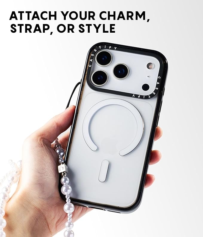 CASETiFY Impact iPhone 17 Pro Case [Slim/Compatible with Magsafe / 8.2 ft. 4X Military Grade Drop Protection] - Kintsugi Flower - Clear Black
