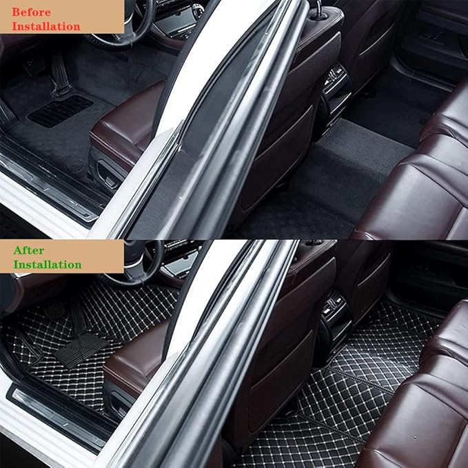 Custom Personalized Floor Mats for Cars - Luxury Full Coverage All Weather Mats, Anti-Slip Leather Mat Set, Fit for 99% of Cars, SUVs & Trucks (Orange, A-Diamond)