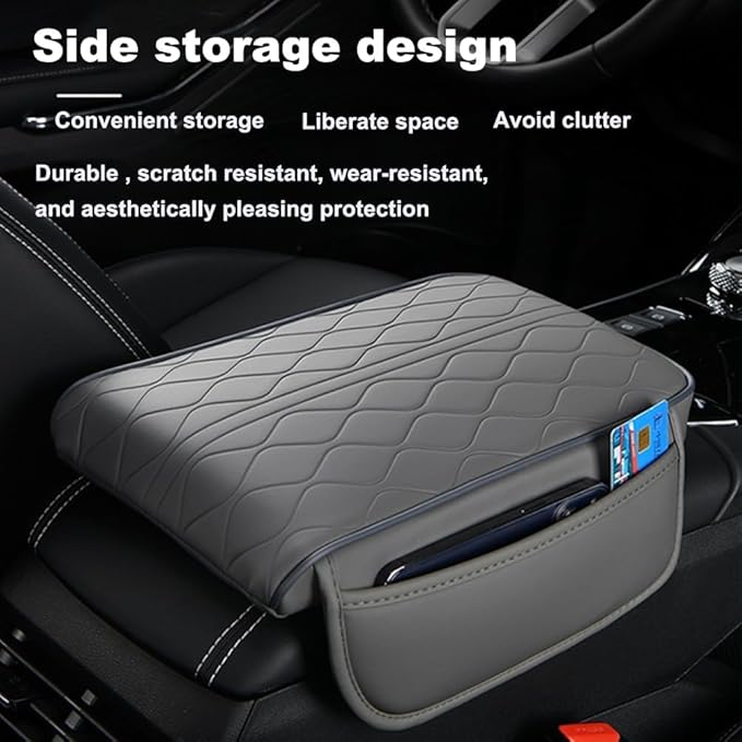 1 Pack Car Center Console Cover Custom Fit for Toyota Grand Highlander Hybrid 2024-2025, Leather Memory Foam Armrest Cushion Protector, Anti-Scratch Durable Armrest Pad,Black