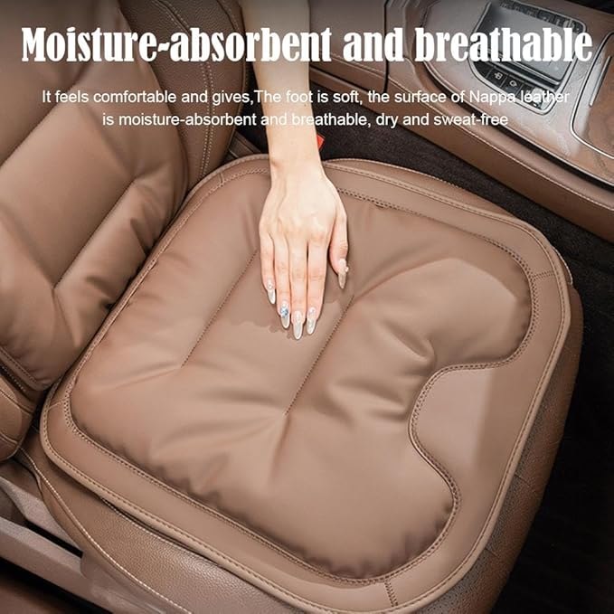 Skin-Friendly & Dirt-Repellent Leather Seat Cushions, 2026 Car Seat Cushion for Driving, 1.57" Thick Comfort Seat Protector, Universal Non-Slip Memory Foam Pad for Car (Orange, Rear Seat Cushion)