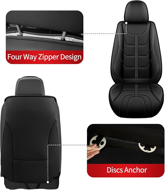 TTX LIGHTING Car Seat Covers fit for Nissan Rogue 2009-2026 Front Seat: Premium Leather Automotive Seat Cover with Airbag Compatible Waterproof (2 Seats, Black)