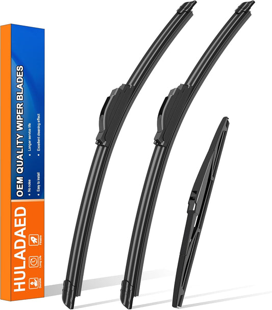HULADAED® 26'' 18'' 14'' Windshield Wipers Replacement for Jeep Cherokee 2023-2014,Silicone Front Rear Wiper blades for MY Car-All Weather & Quiet(3 PACK)