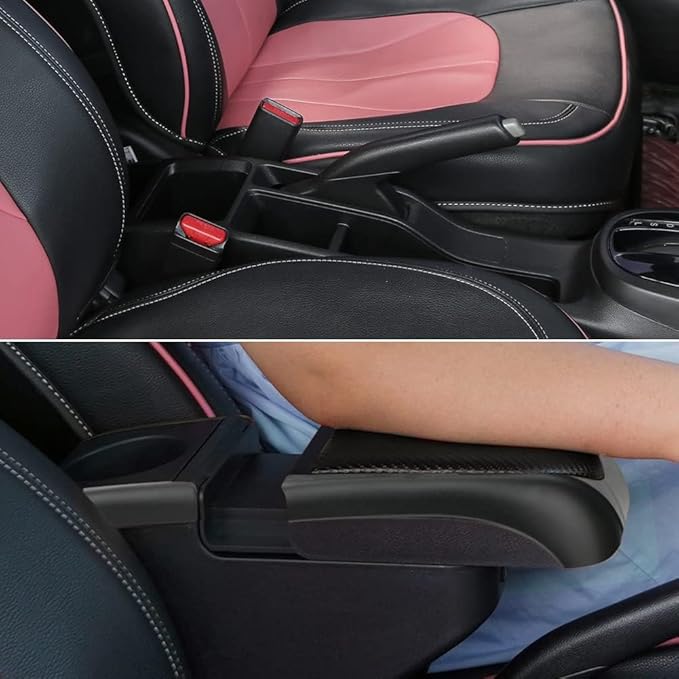 AULPHIKE Compatible with Nissan Note Armrest 2016-2018 Center Console Organizer Armrests Double Layer Storage Space with USB Ports