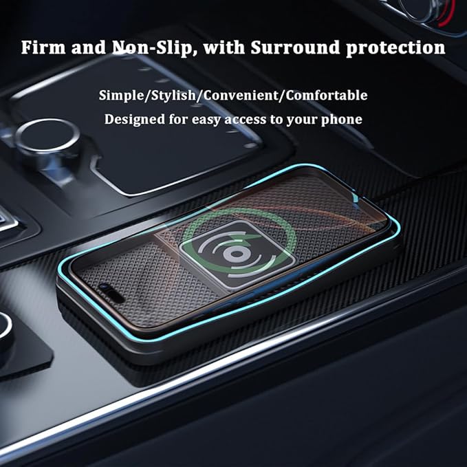 Car Wireless Charger Pad for Ford Ranger 2000-2011 2019-2025, Type-C/USB 20W Fast Wireless Car Charger Pad Non-Slip Cordless Charging Mat,A-30cm Cable Type-C Plug