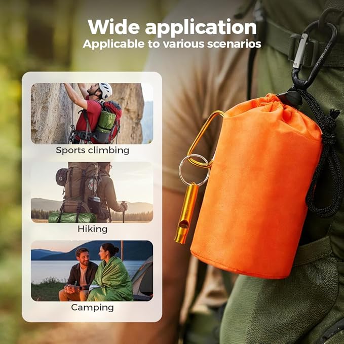 2026 New Blanket, Emergency Sleeping Bag for Survival, Blanket with Emergency Whistle Waterproof, Compact Lightweight, Emergency Mat for Survival Kit Car Camping Gear Hiking Go (Green*2)