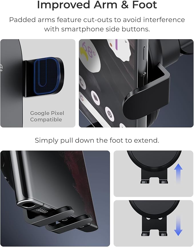 iOttie Auto Sense 2 Dash & Windshield Car Phone Holder with Qi Wireless Charging – Auto Clamping Phone Mount & Charger for iPhone, Google Pixel, Samsung Galaxy, Huawei, LG (Adapter Not Included)