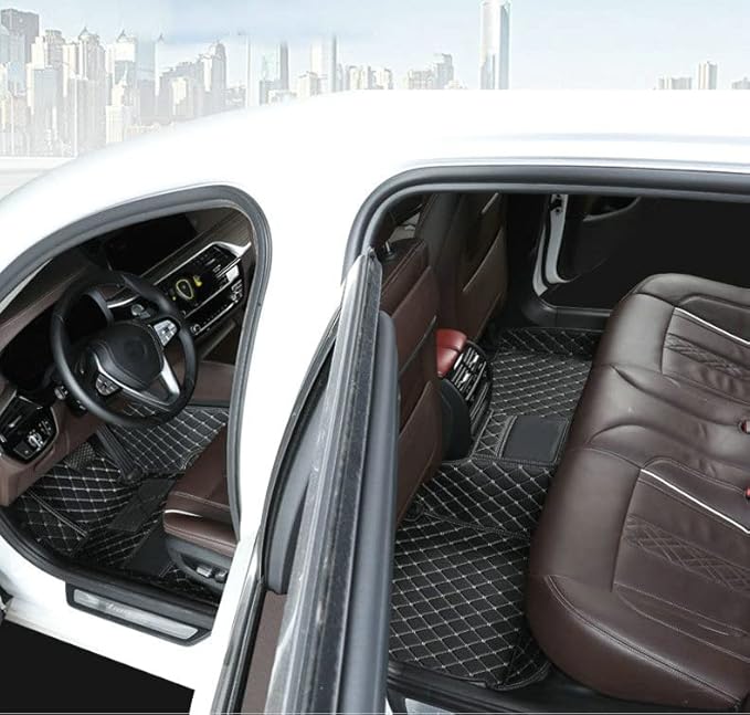 Car Floor Mats Automotive Floor Mats Vehicle Specific All Weather Protection Custom Compatible with Most of 98% Cars SUVs (Black Beige)