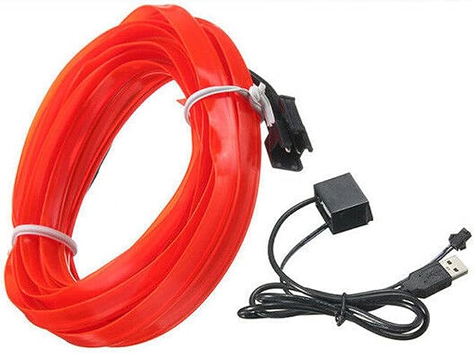 Riloer El Wire Lights for Car, Interior Neon Lights Strip Car LED Strip Light Interior for Car Garden Party Decoration, Car Ambient Lighting Kits, 2m/6.5ft Ice Blue LED