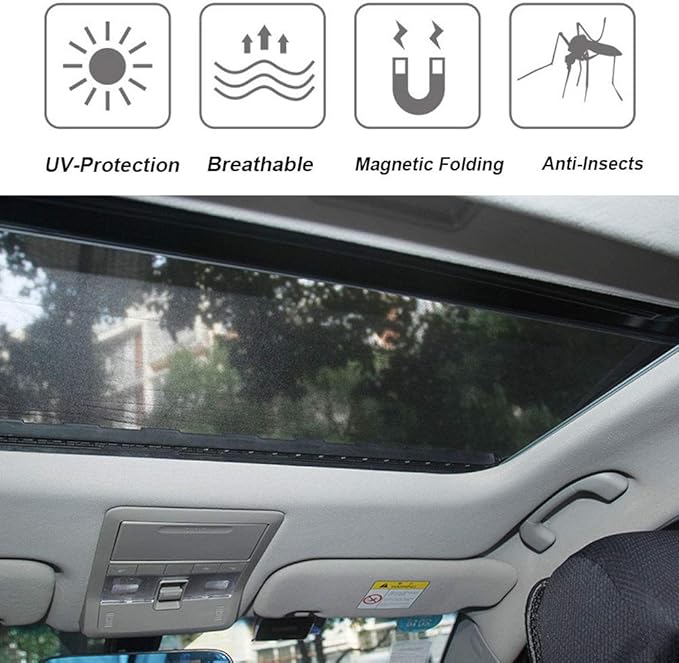 Magnetic Car Sunroof Sun Shade Breathable Mesh, Car roof Cover for Overnight Camping, Quick Install, UV Sun Protection for Moonroof and Side Window