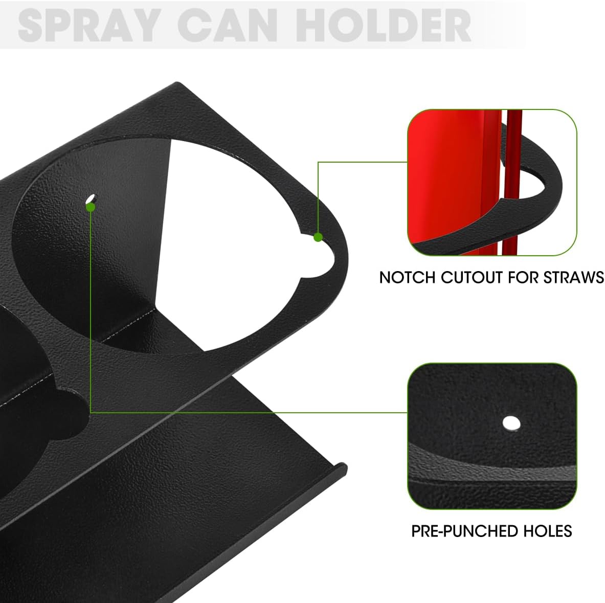 Touri 2 Pack Spray Can Holder for Garage and Workspace, Wall-Mounted Steel Aerosol Can Holder (10 Cans)