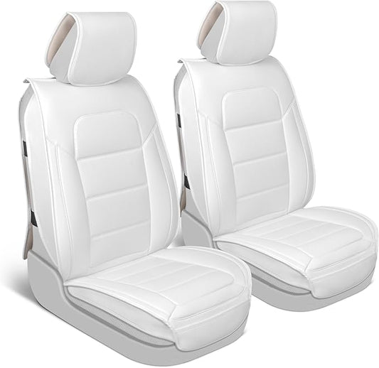 Classic Faux Leather Front Seat Covers – 2-Piece Set for Cars, Trucks & SUVs – Semi-Universal Fit, Napa Style Cushion with Interior Protector – Stylish, Durable, Easy to Install