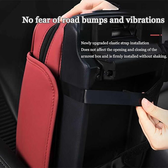 Car Center Console Cover for Fiat 500L (Type 330) 2012-2021, Leather Car Arm Rest Cover, Car Armrest Cushion with 2 Storage Bags Car Center Console Armrest Pad,A Beige