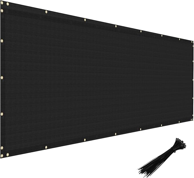 Windscreen4less Privacy Fence Screen Heavy Duty Windscreen Fencing Mesh Fabric Shade Net Cover with Brass Grommtes for Outdoor Wall Garden Yard Pool Deck, 8'x251' Black